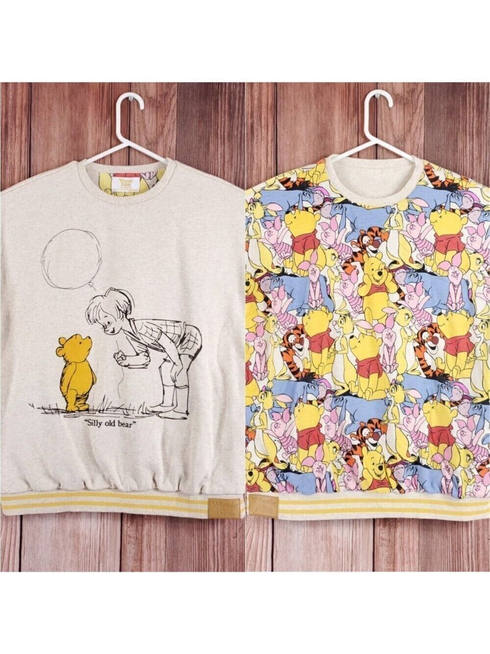 Vintage 90s Disney Winnie The Pooh Adult Size Large Reversible Sweatshirt